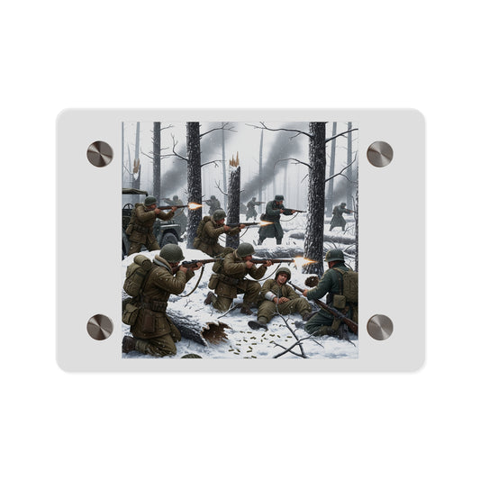 Acrylic Wall Art Panel - 101st Airborne Division fighting the German Army at the Battle of Bastogne