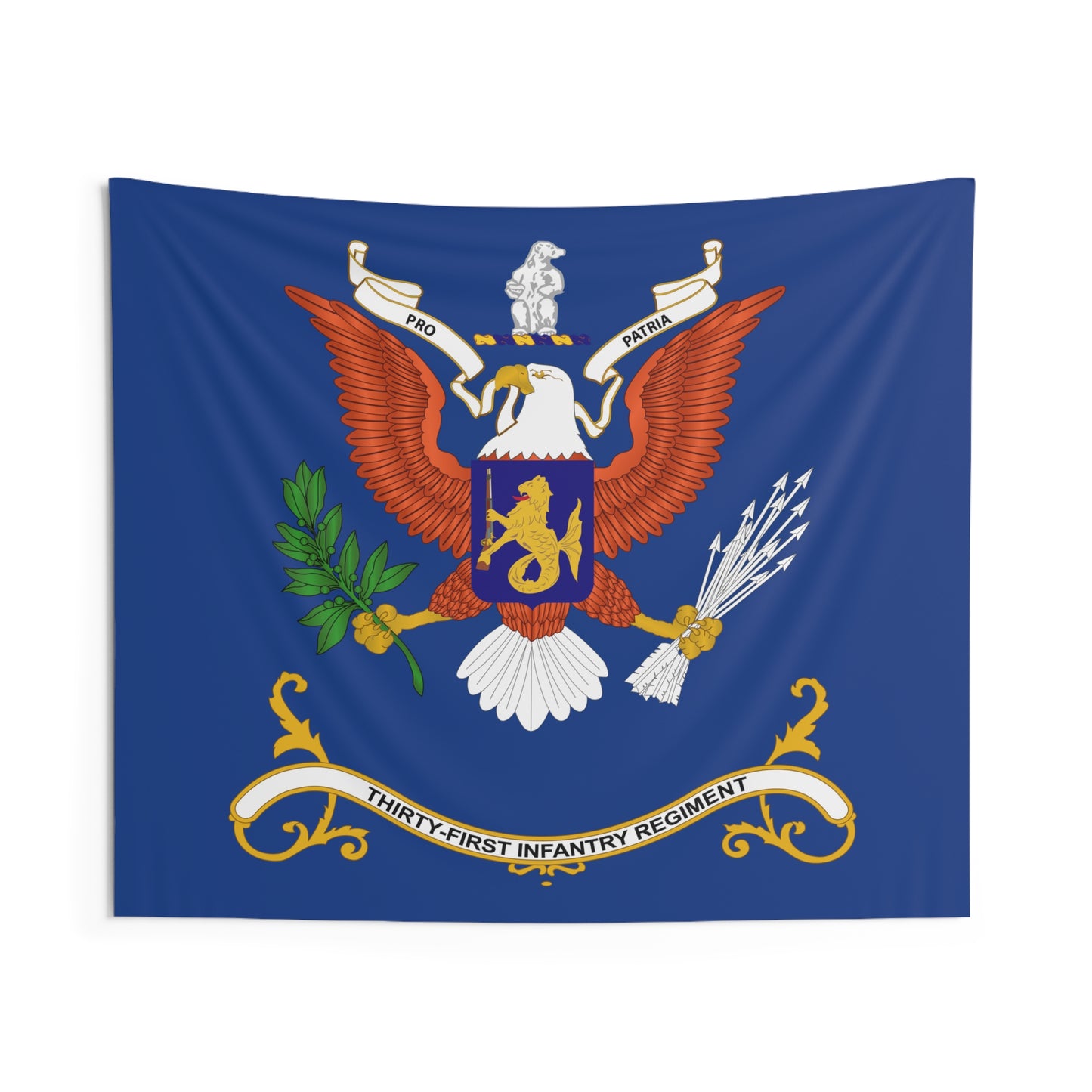 Indoor Wall Tapestries - 31st Infantry Regiment - Pro Patria - Regimental Colors Tapestry