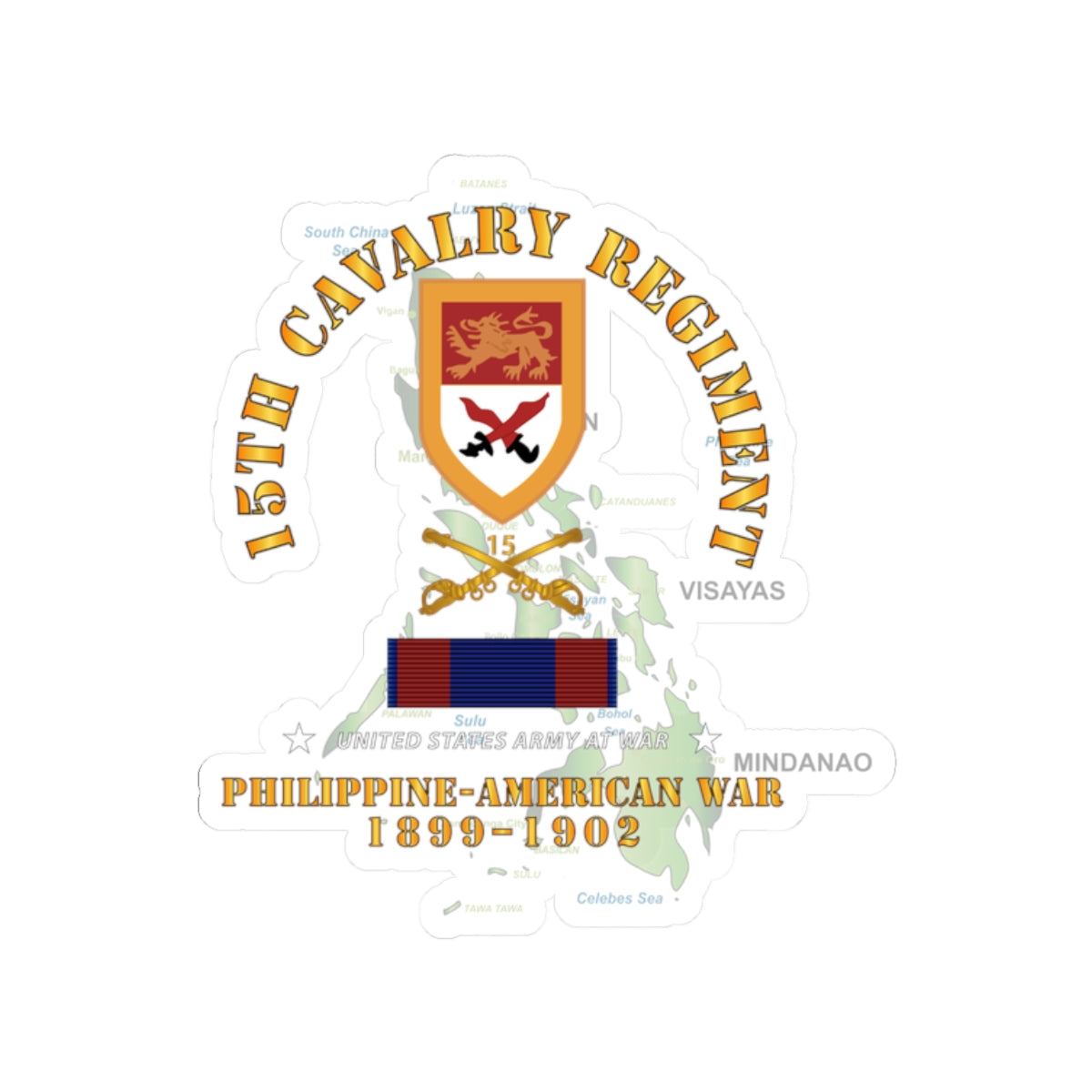Kiss-Cut Stickers - Army - 15th Cavalry Regiment - Phil AMerican War w PHIL WAR SVC
