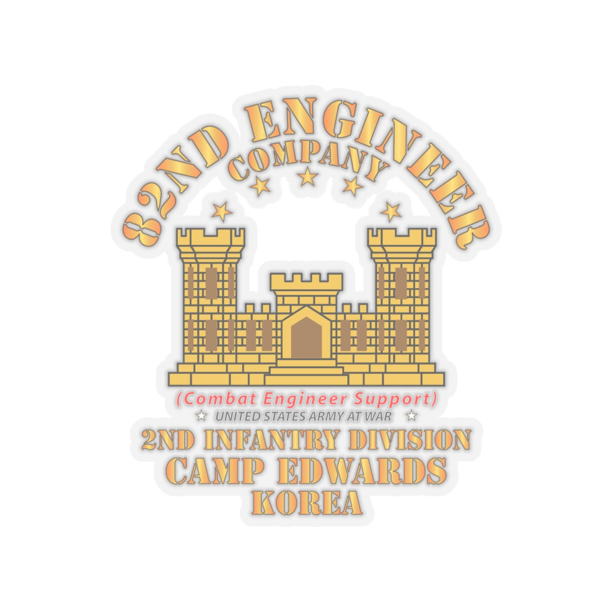 Kiss-Cut Stickers - Army - 82nd Engineer Company  - Camp Edwards -  Korea