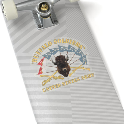 Kiss-Cut Stickers - Army - Buffalo Soldiers - Infantry - Cavalry Guidons w Buffalo Head - US Army
