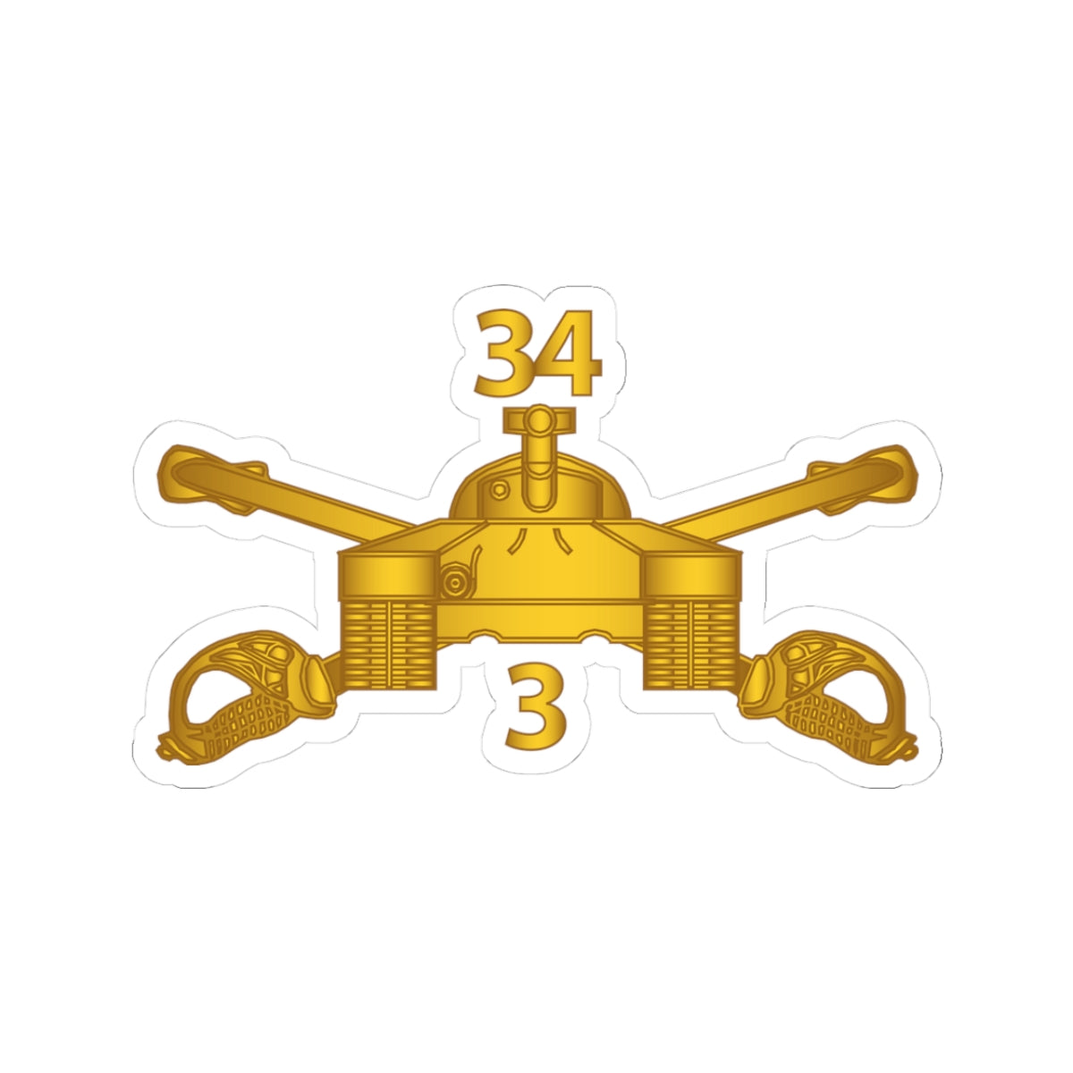 Kiss-Cut Stickers - Army - 3rd Bn 34th Armor - Armor Branch wo Txt