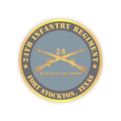 Kiss-Cut Stickers - Army - 24th Infantry Regiment - Fort Stockton, TX - Buffalo Soldiers w Inf Branch X 300