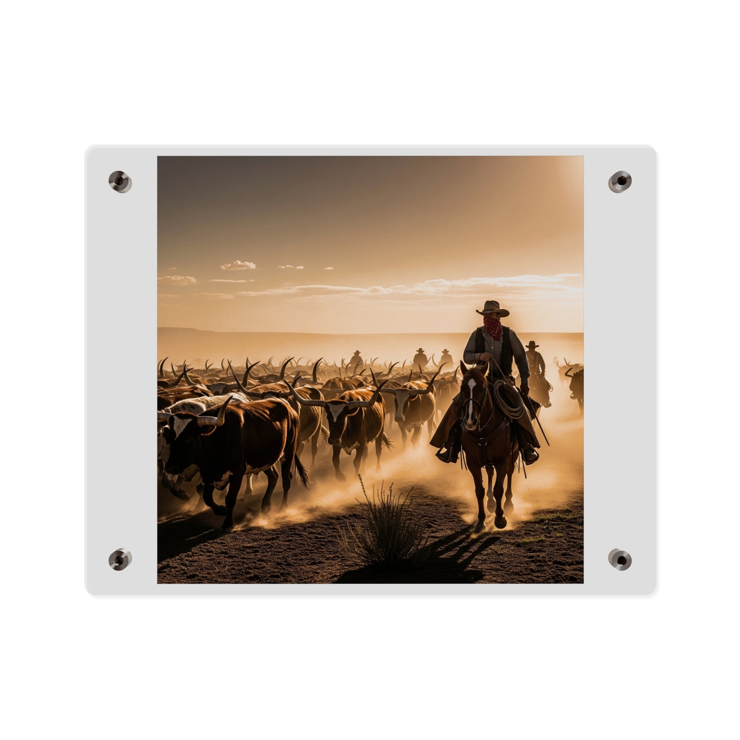 Acrylic Wall Art Panel - Dirty, dusty cattle drive in the Old West