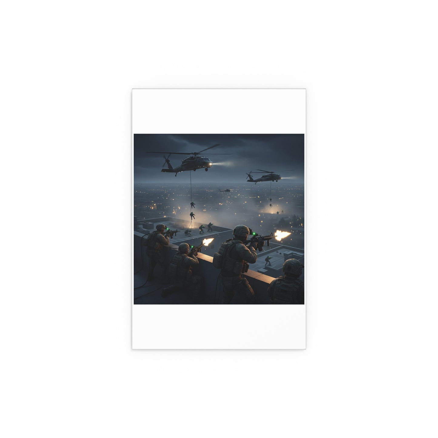 Indoor and Outdoor Silk Posters - Night Air Assault by Army Rangers