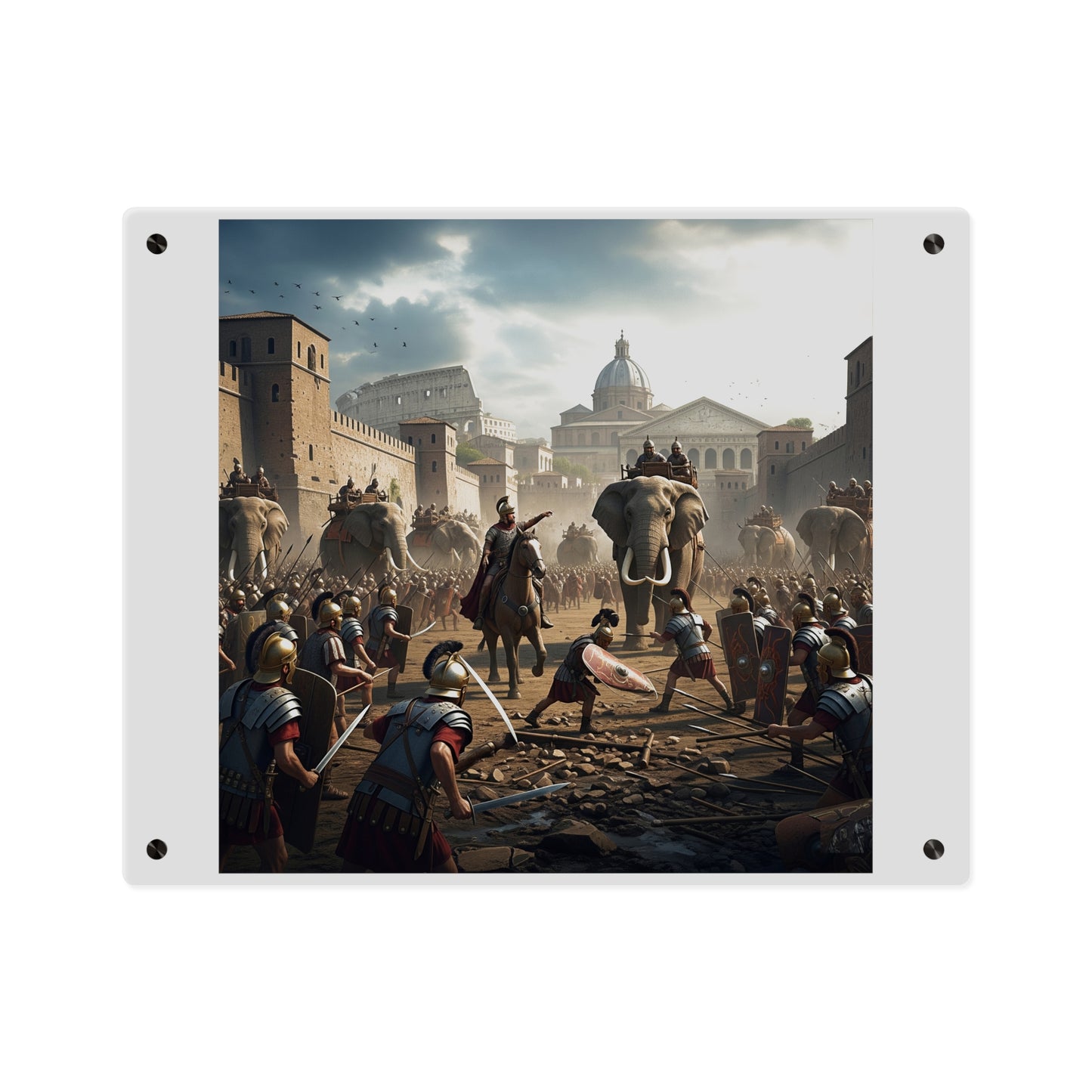 Acrylic Wall Art Panel - Hannibal Battling the Roman Legions as he Enters Rome