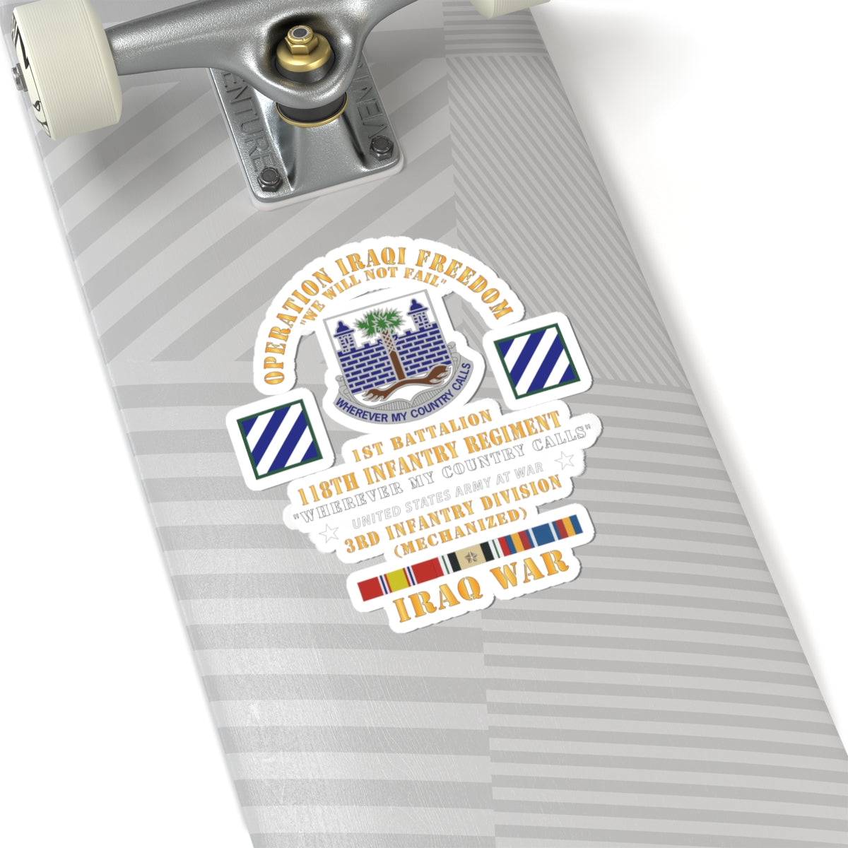 Kiss-Cut Stickers -  Army -  Operation Iraqi Freedom, 1st Bn, 118th  Infantry Regiment - 3rd Inf Division w IRAQ SVC
