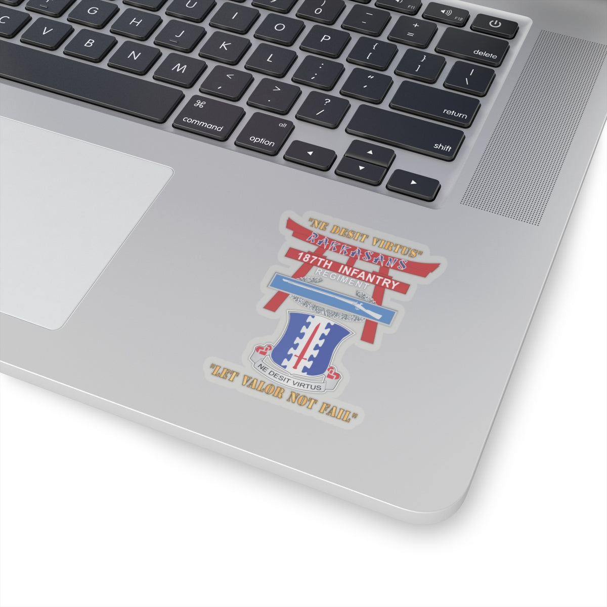 Kiss-Cut Stickers - Army - 187th Infantry Regiment - Torii, Rakkasans, Let Valor Not Fail, English, Latin w CIB