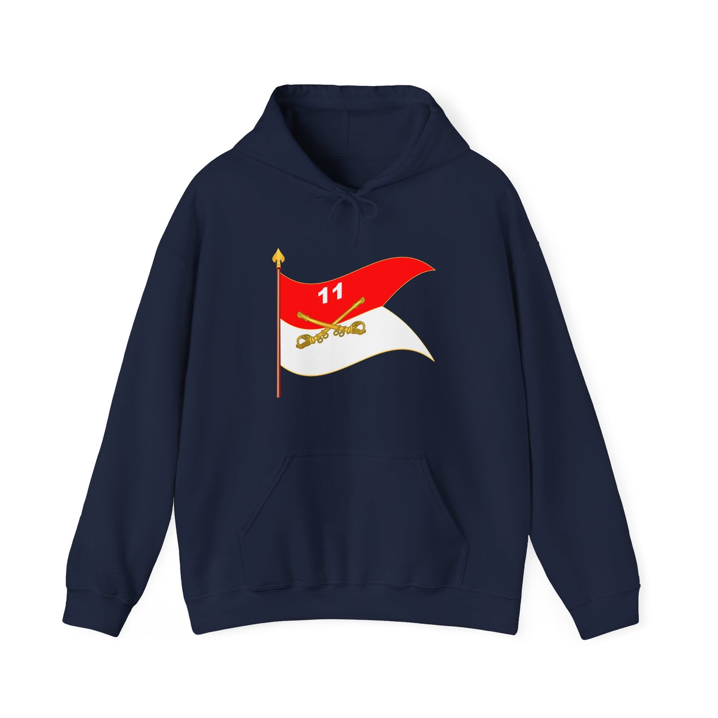 Unisex Heavy Blend™ Hooded Sweatshirt - Army - 11th Armored Cavalry Regiment Guidon w staff Waving