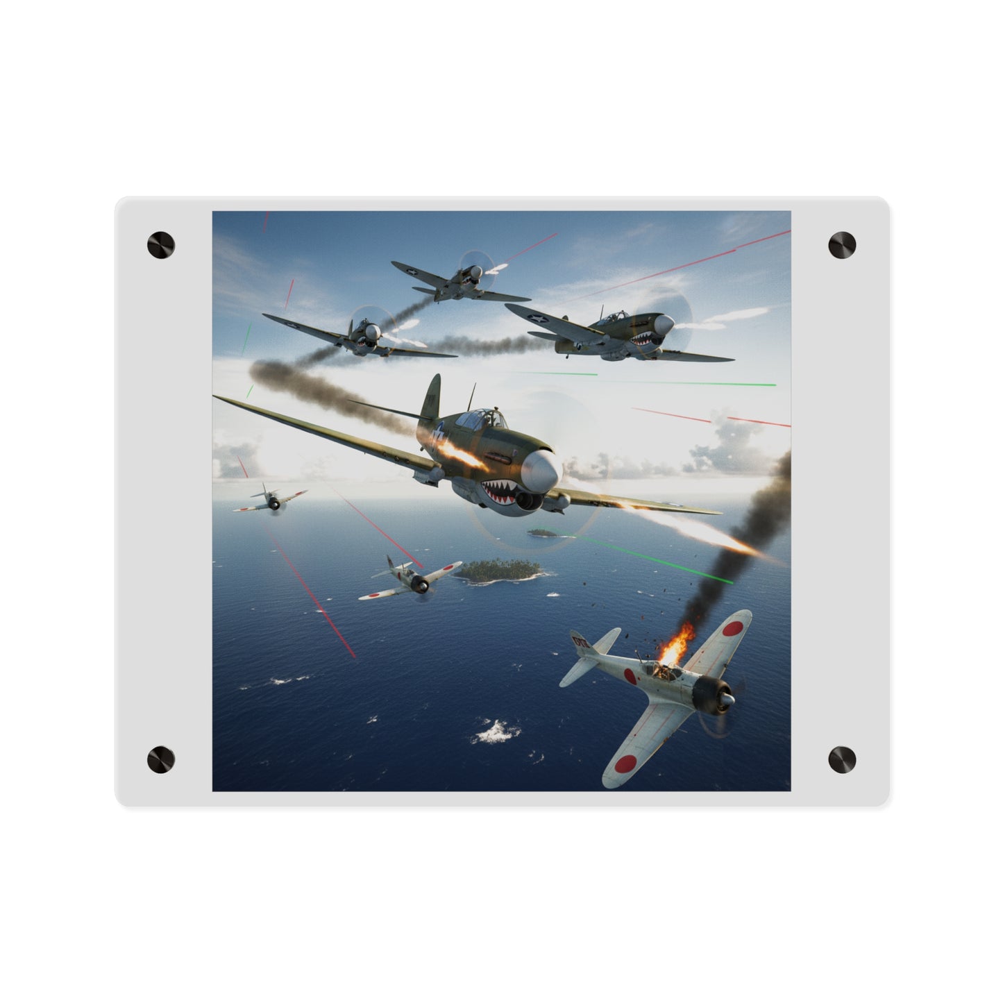 Acrylic Wall Art Panel - Curtis P-40 Kittyhawk w Machine Guns Blazing