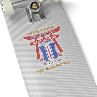 Kiss-Cut Stickers - Army - 187th Infantry Regiment - Torii, Rakkasans, Let Valor Not Fail, English, Latin