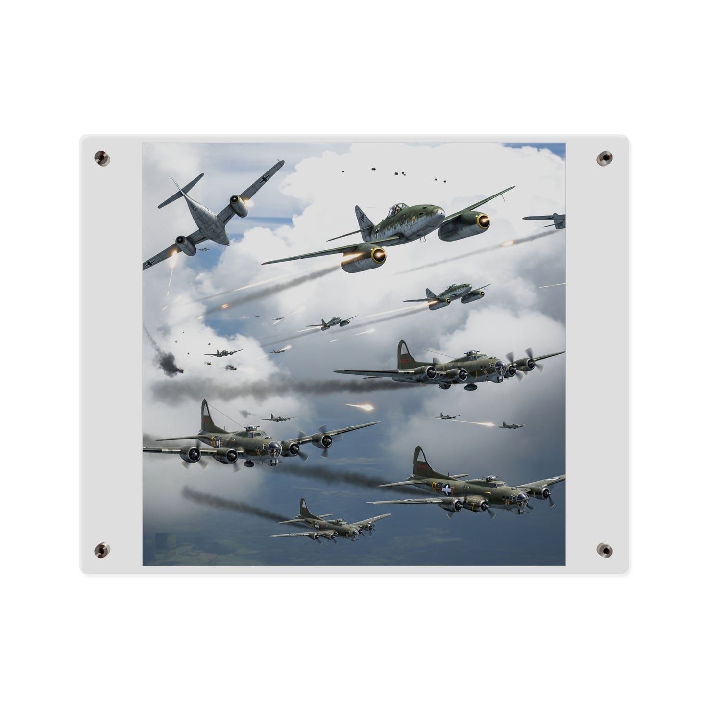 Acrylic Wall Art Panel - German jet fighters attacking US bombing formations