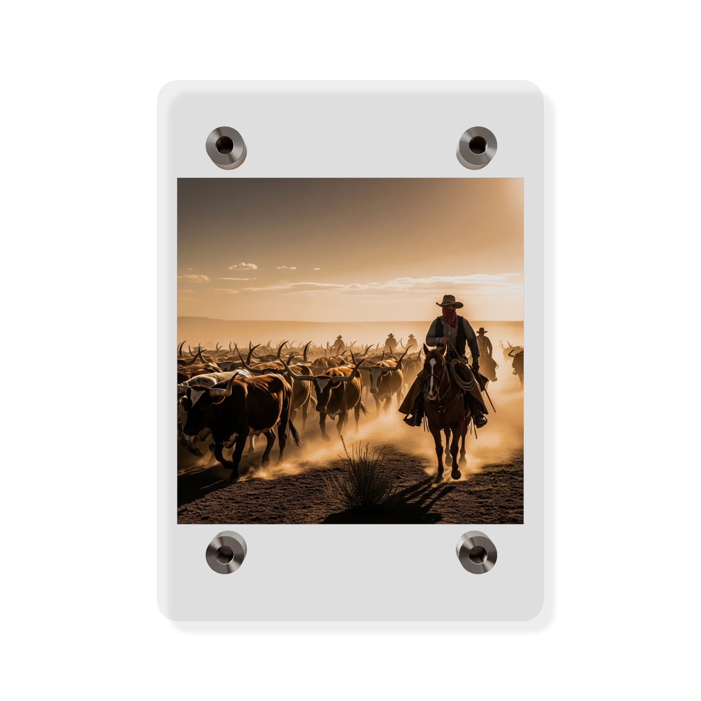 Acrylic Wall Art Panel - Dirty, dusty cattle drive in the Old West