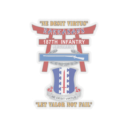 Kiss-Cut Stickers - Army - 187th Infantry Regiment - Torii, Rakkasans, Let Valor Not Fail, English, Latin w CIB
