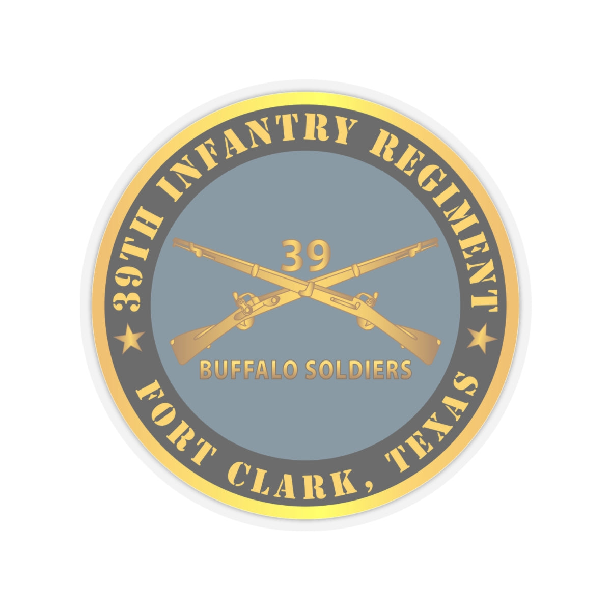 Kiss-Cut Stickers - Army - 39th Infantry Regiment - Buffalo Soldiers - Fort Clark, TX w Inf Branch
