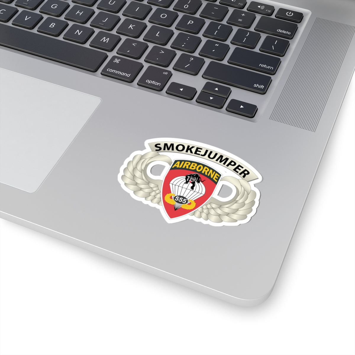 Kiss-Cut Stickers - Army - Airborne Badge - 555th Parachute Infantry Bn - SSI w SmokeJumper Tab