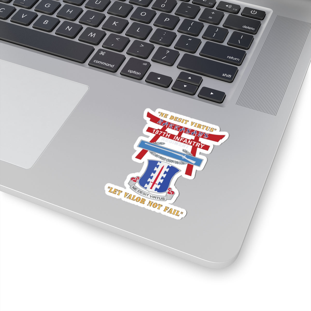 Kiss-Cut Stickers - Army - 187th Infantry Regiment - Torii, Rakkasans, Let Valor Not Fail, English, Latin w CIB