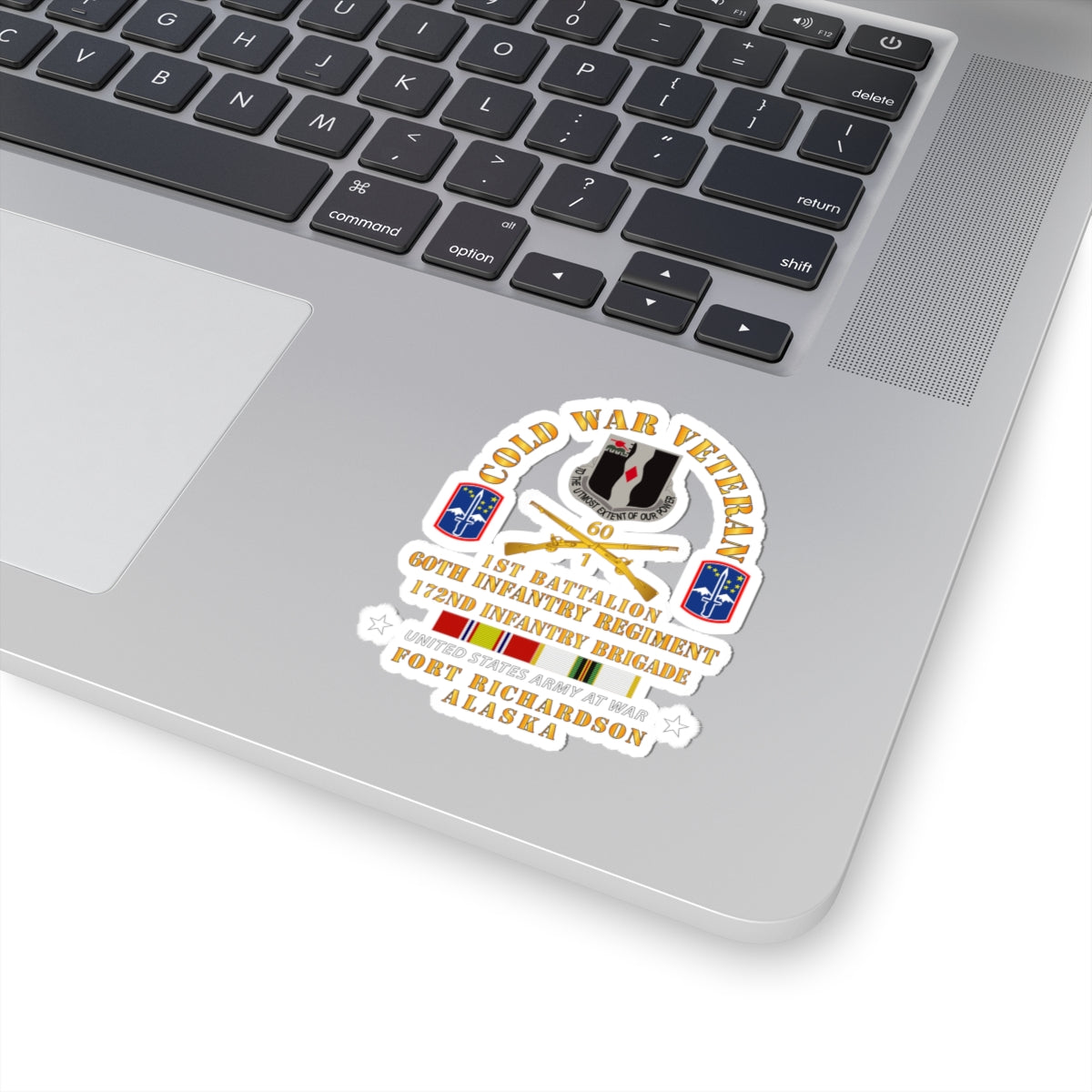 Kiss-Cut Stickers - Army - Cold War Vet - 1st Bn, 60th Inf - 172nd In Bde - Ft Richardson AK w COLD SVC X 300