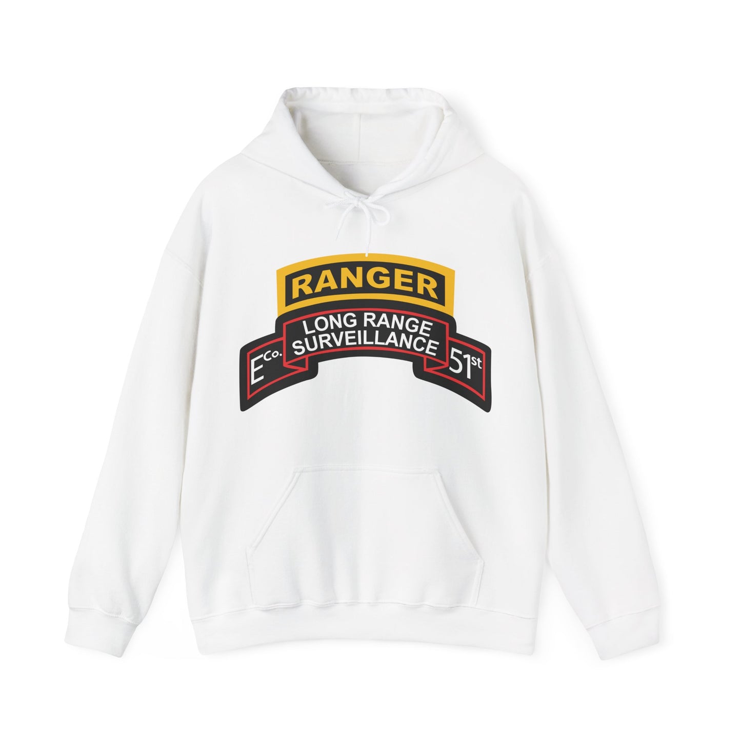 Unisex Heavy Blend™ Hooded Sweatshirt - Army - Airborne Ranger - E Company- 51st Infantry (Ranger) w Ranger Tab