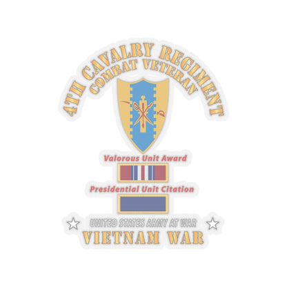 Kiss-Cut Stickers - Army - 4th Cavalry Regiment - Vietnam War w PUC and VUA X 300