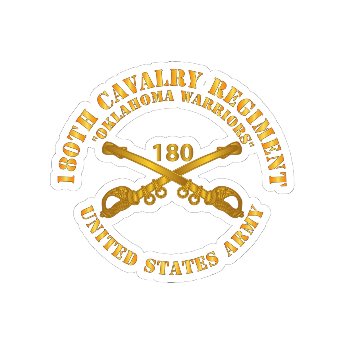 Kiss-Cut Stickers - Army - 180th Cavalry Regiment Branch - Oklahoma Warriors - US Army X 300