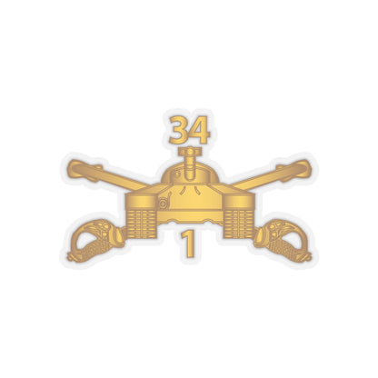 Kiss-Cut Stickers - Army - 1st Bn 34th Armor - Armor Branch wo Txt
