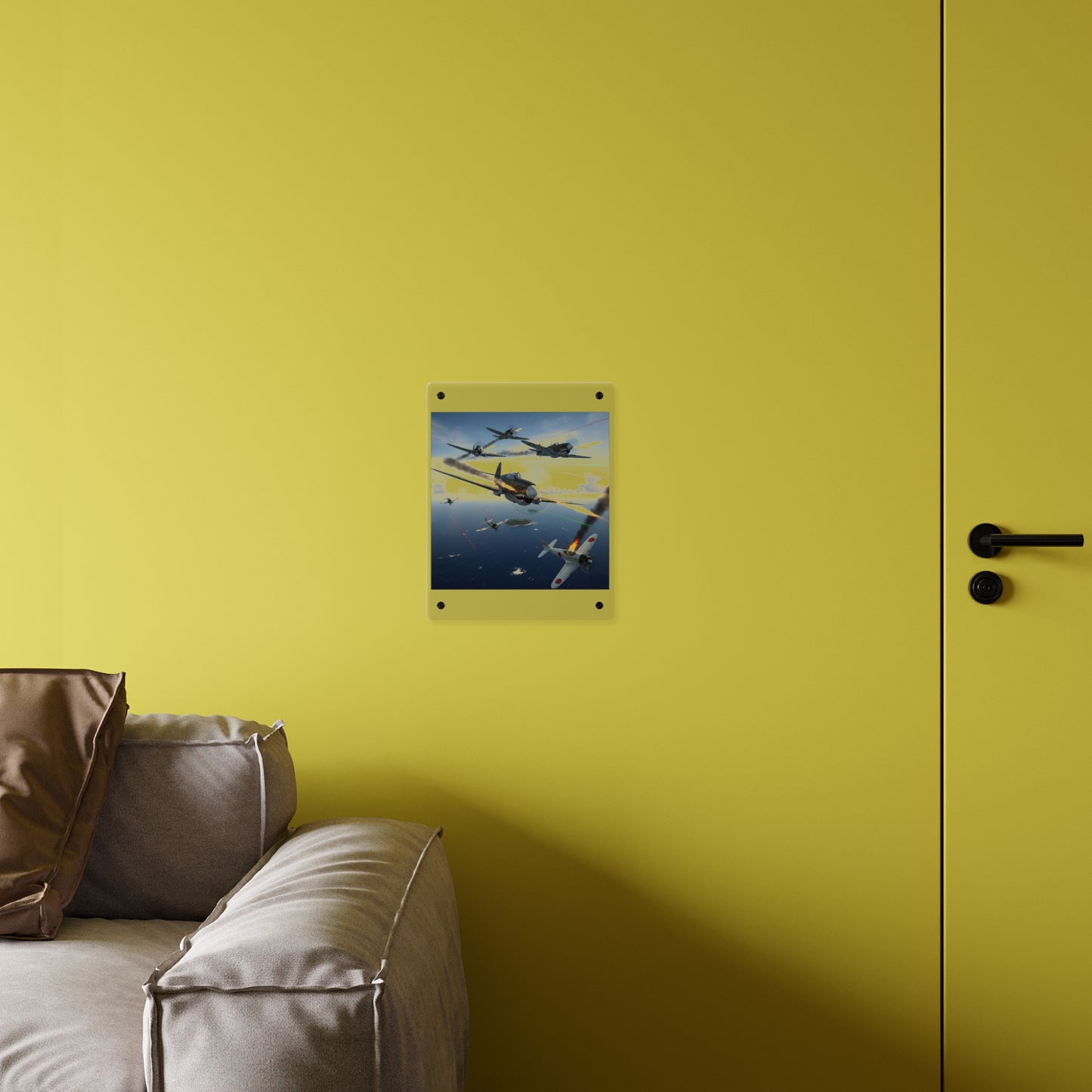 Acrylic Wall Art Panel - Curtis P-40 Kittyhawk w Machine Guns Blazing