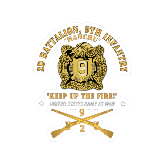 Kiss-Cut Stickers - Army - 2nd Bn 9th Infantry Regiment - Army At War w IN Branch