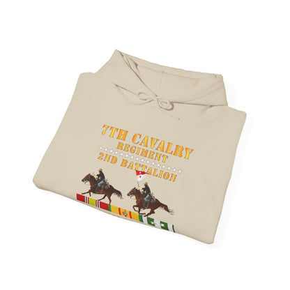 Unisex Heavy Blend™ Hooded Sweatshirt - Army - 2nd Battalion,  7th Cavalry Regiment - Vietnam War wt 2 Cav Riders and VN SVC X300