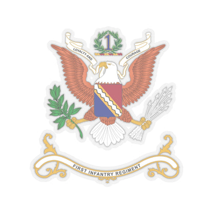 Kiss-Cut Stickers - Army - Regimental Colors - 1st Infantry Regiment  -- LOYALTY AND COURAGE - Infantry Branch - Flag w Fringe X 300