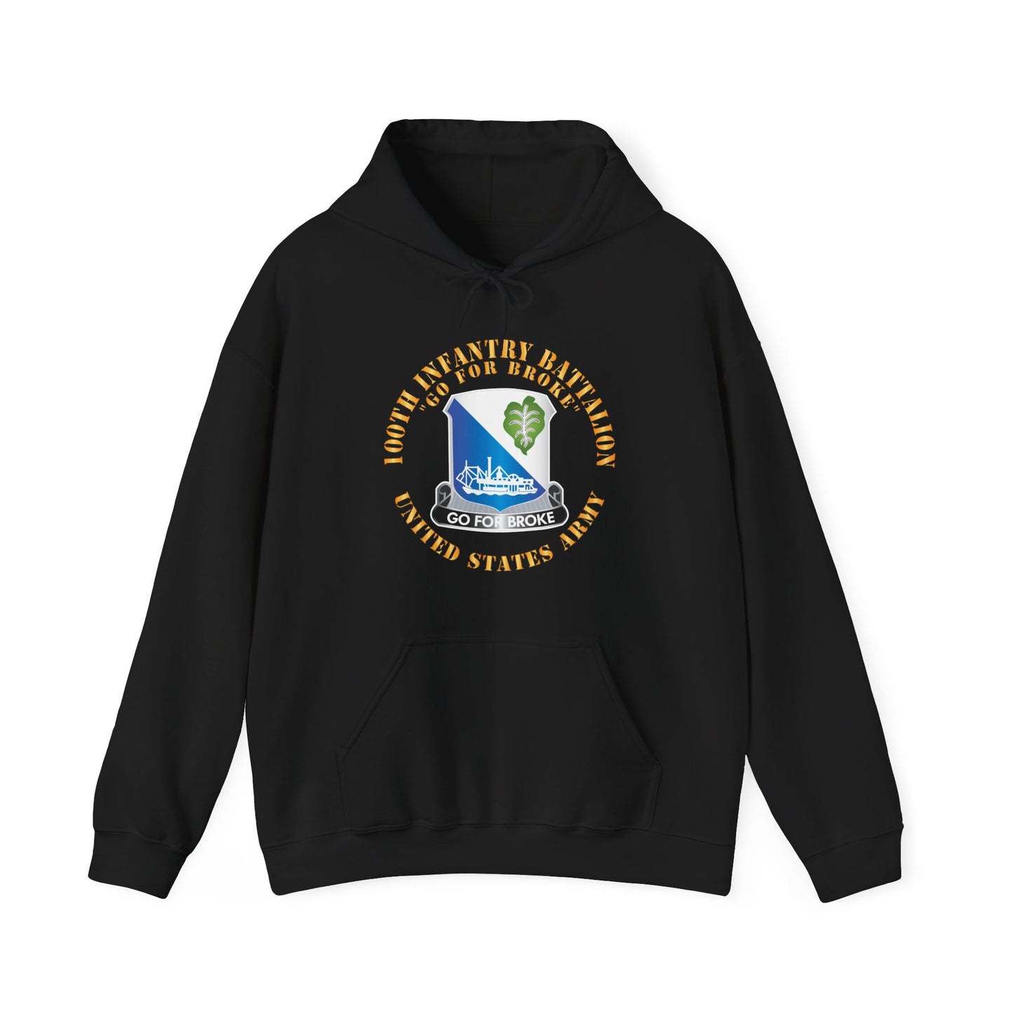 Unisex Heavy Blend™ Hooded Sweatshirt - Army - 100th Infantry Battalion - DUI - Go for Broke X 300