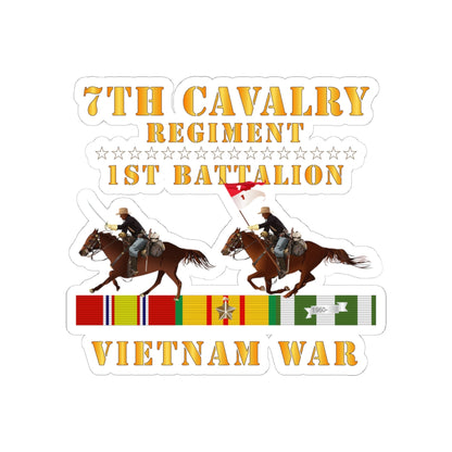 Kiss-Cut Stickers - Army - 1st Battalion,  7th Cavalry Regiment - Vietnam War wt 2 Cav Riders and VN SVC X300