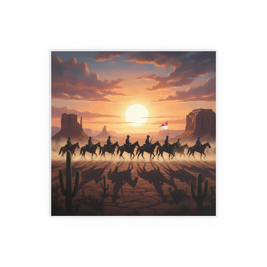 Indoor and Outdoor Silk Posters - 10th Cavalry on Patrol in the sunset w 10th Cav Guidon