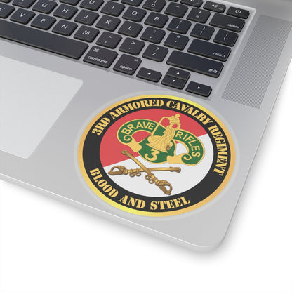 Blood and Steel 3rd Armored Cavalry Regiment commemorative sticker on palm area for laptop