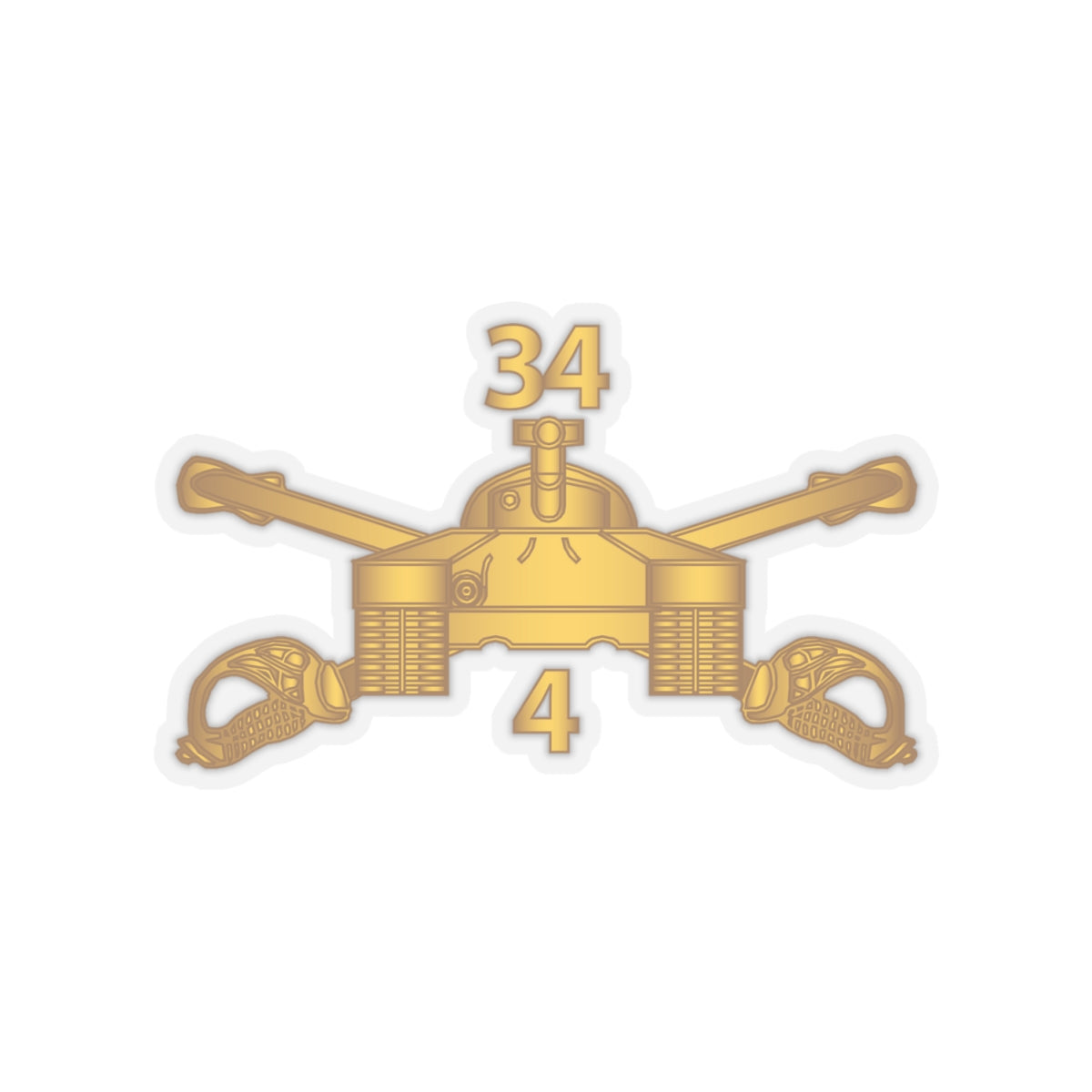 Kiss-Cut Stickers - Army - 4th Bn 34th Armor - Armor Branch wo Txt