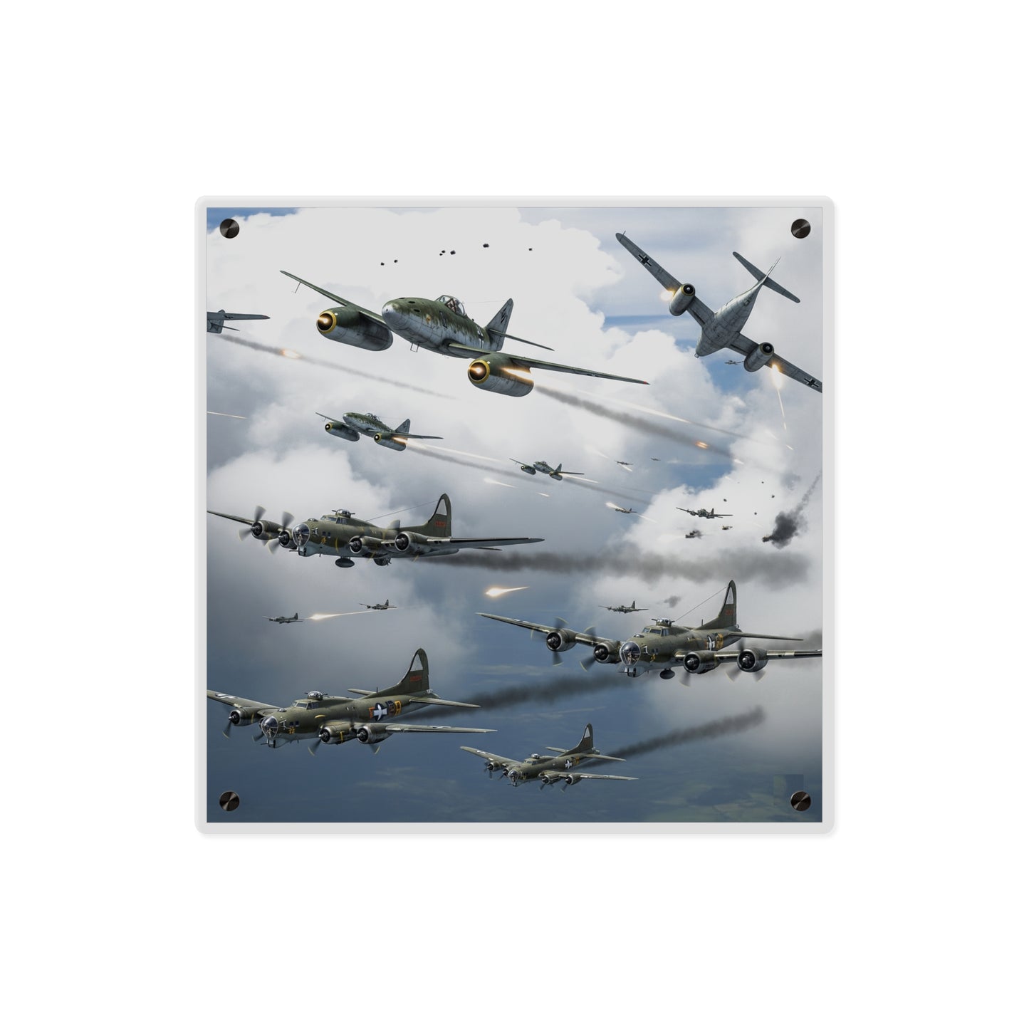 Acrylic Wall Art Panel - German jet fighters attacking US bombing formations
