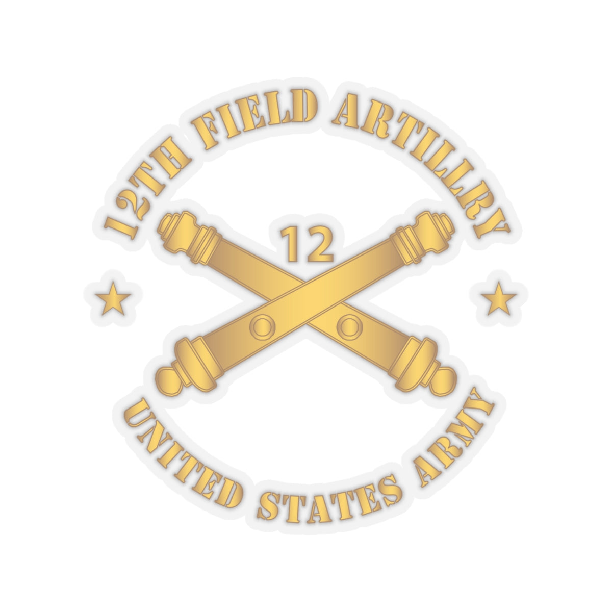 Kiss-Cut Stickers - Army - 12th Artillery Regiment w Branch - US Army
