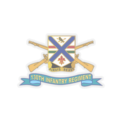 Kiss-Cut Stickers - Army - 130th Infantry Regiment - DUI w Br - Ribbon