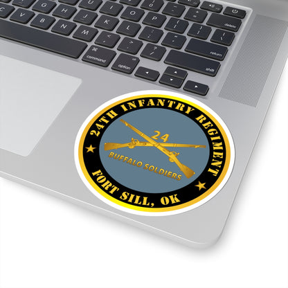 Kiss-Cut Stickers - Army - 24th Infantry Regiment - Fort Sill, OK - Buffalo Soldiers w Inf Branch