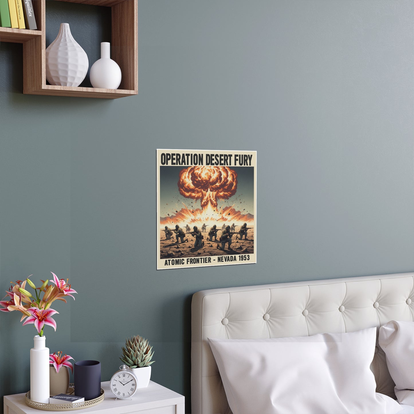 Indoor and Outdoor Silk Posters - Atomic Testing in Nevada Desert Operation Fury