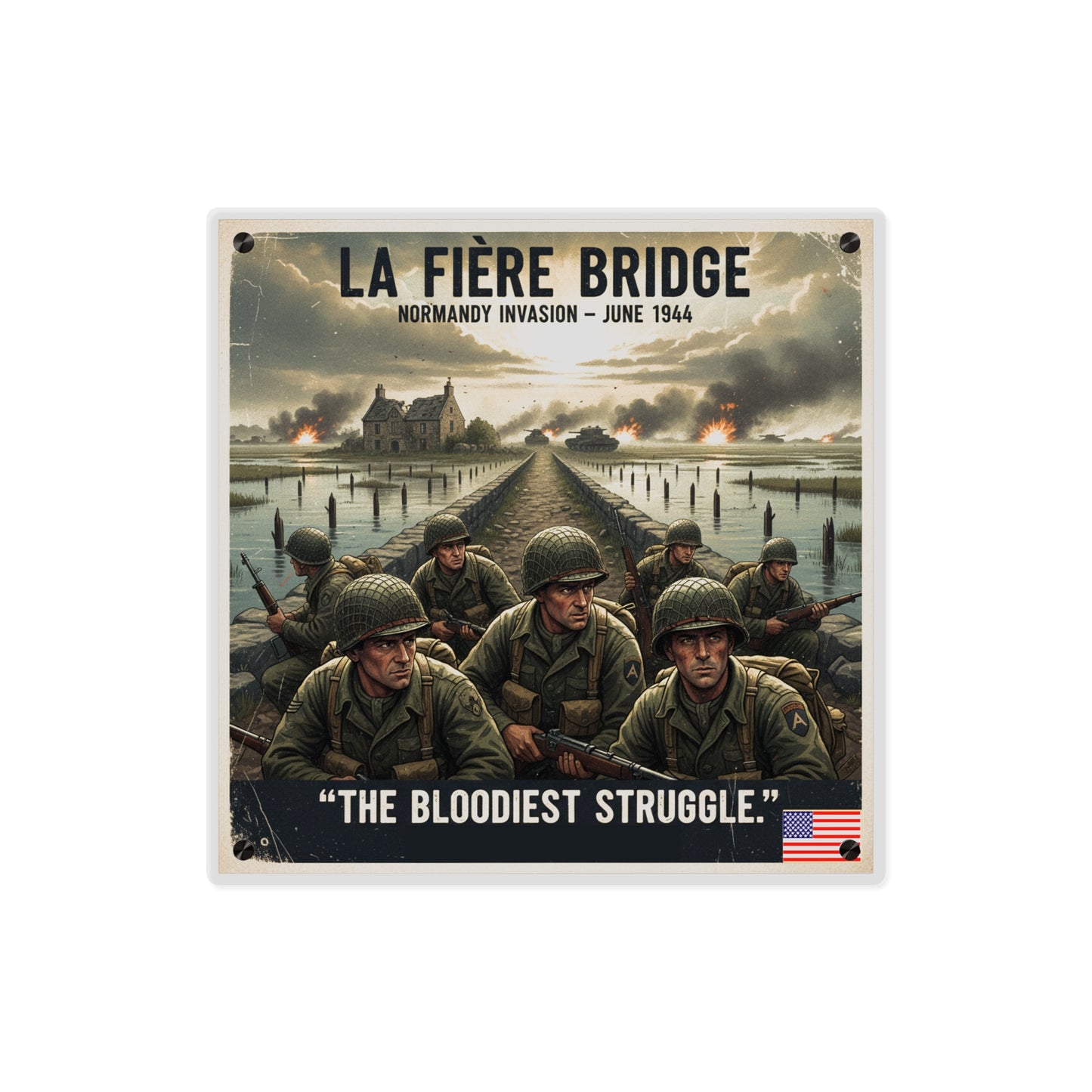 Acrylic Wall Art Panel - 82nd Airborne at the La Fière Bridge
