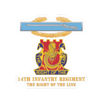 Kiss-Cut Stickers - Army - Master CIB - 14th Infantry Regiment - DUI w Txt X 300
