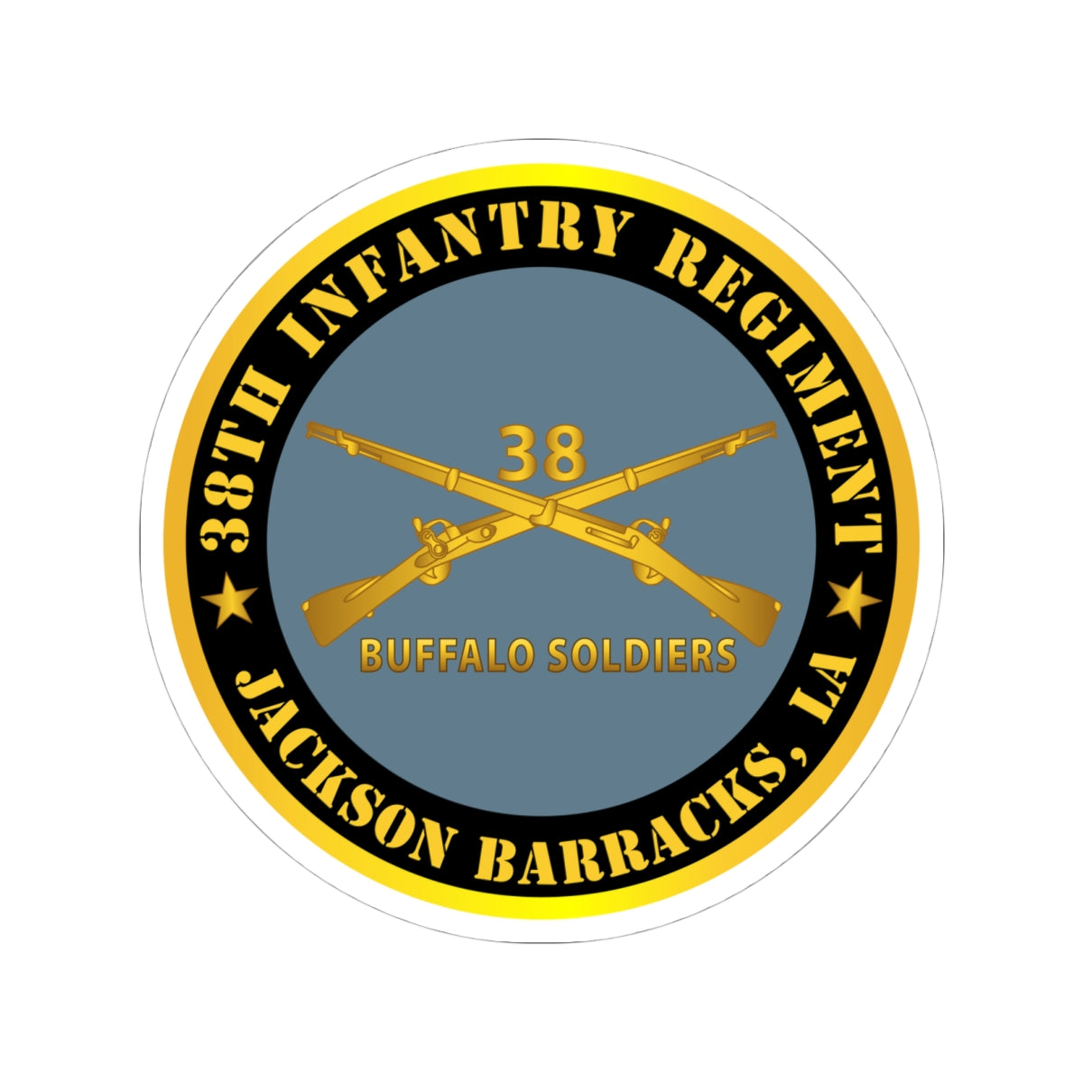 Kiss-Cut Stickers - Army - 38th Infantry Regiment - Buffalo Soldiers - Jackson Barracks, LA w Inf Branch