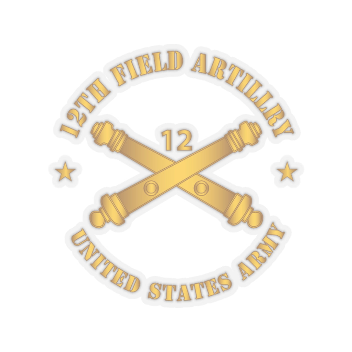 Kiss-Cut Stickers - Army - 12th Artillery Regiment w Branch - US Army