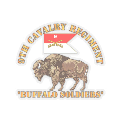 Kiss-Cut Stickers - Army - 9th Cavalry Regiment - Buffalo Soldiers w 9th Cav Guidon