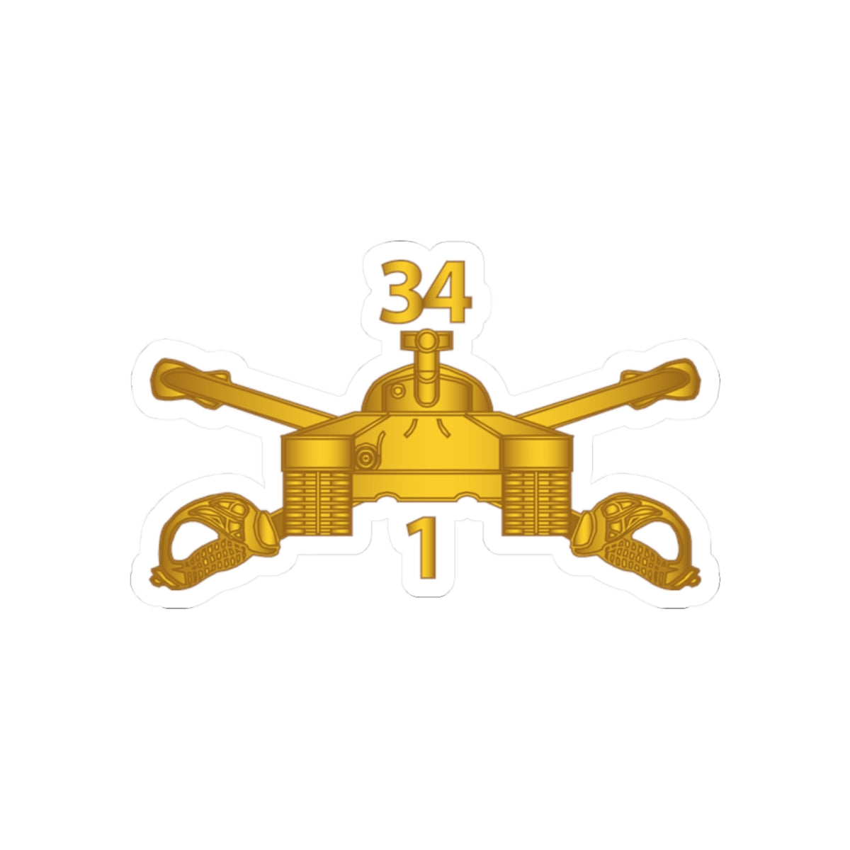 Kiss-Cut Stickers - Army - 1st Bn 34th Armor - Armor Branch wo Txt