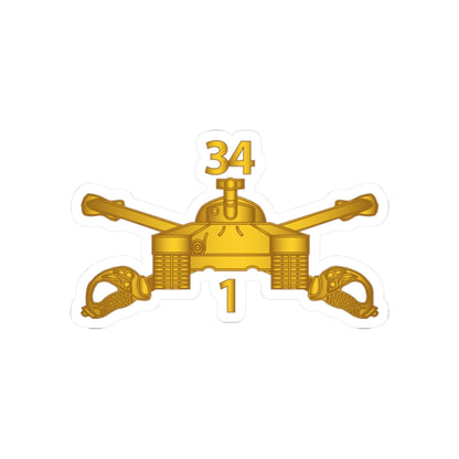 Kiss-Cut Stickers - Army - 1st Bn 34th Armor - Armor Branch wo Txt