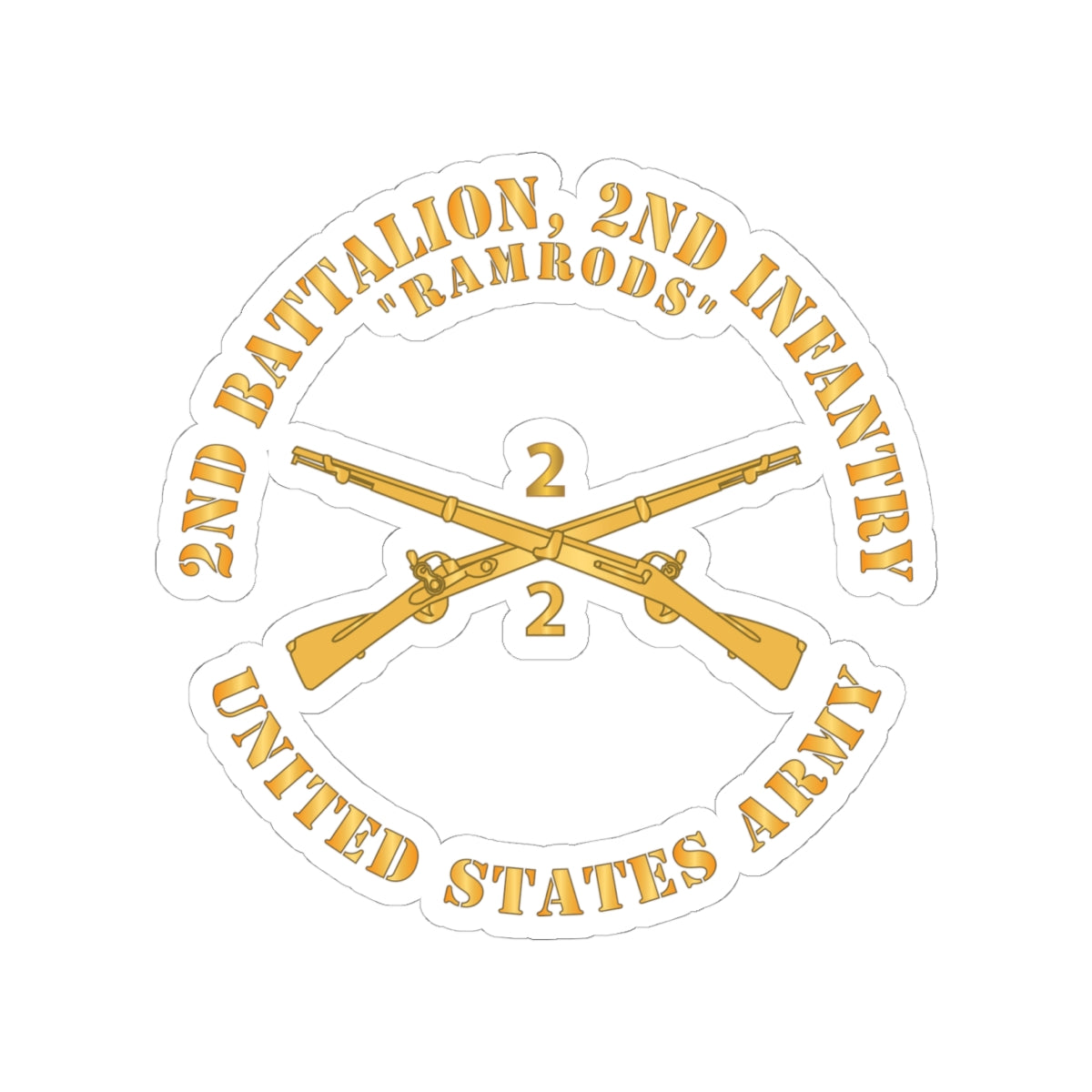 Kiss-Cut Stickers - Army - 2nd Battalion, 2nd Infantry Regiment Branch - Ramrods - US Army