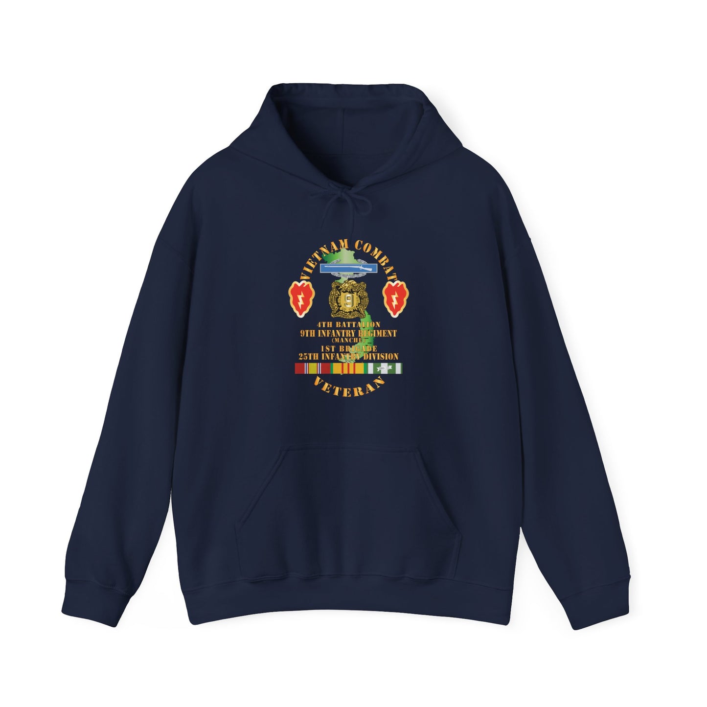 Unisex Heavy Blend™ Hooded Sweatshirt - Army - Vietnam Combat Infantry Veteran w 4th Bn 9th Infantry - Manchu - 25th ID SSI X 300