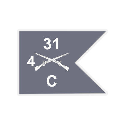 Kiss-Cut Stickers - Army - Charlie Company, 4th Battalion, 31st Infantry Regiment - Guidon X 300